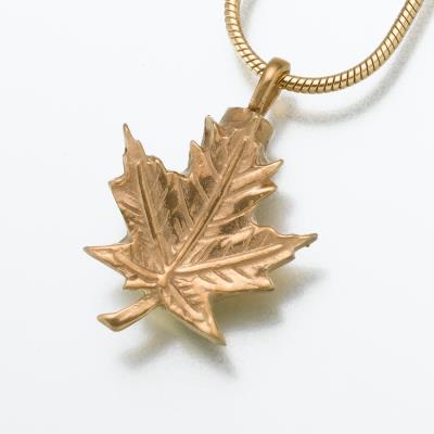 gold vermeil maple leaf cremation pendant necklace